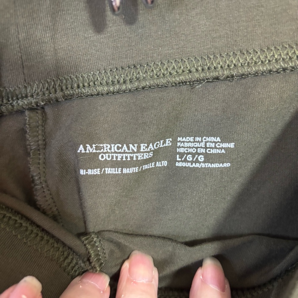 AEO Hi Rise Leggings Olive Green Zip Ankle Size Large - Picture 4 of 6